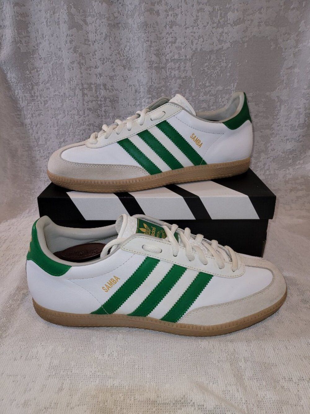 Adidas Samba Retro/Classic White Fairway Green Tan Gum Shoes G07824 Men's Size 9